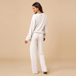 AirThermal Knit V-Neck with Raw Hem and Long Pant AirThermal Knit V-Neck with Raw Hem and Long Pant in Almond