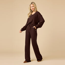 AirThermal Knit V-Neck with Raw Hem and Long Pant AirThermal Knit V-Neck with Raw Hem and Long Pant in Espresso