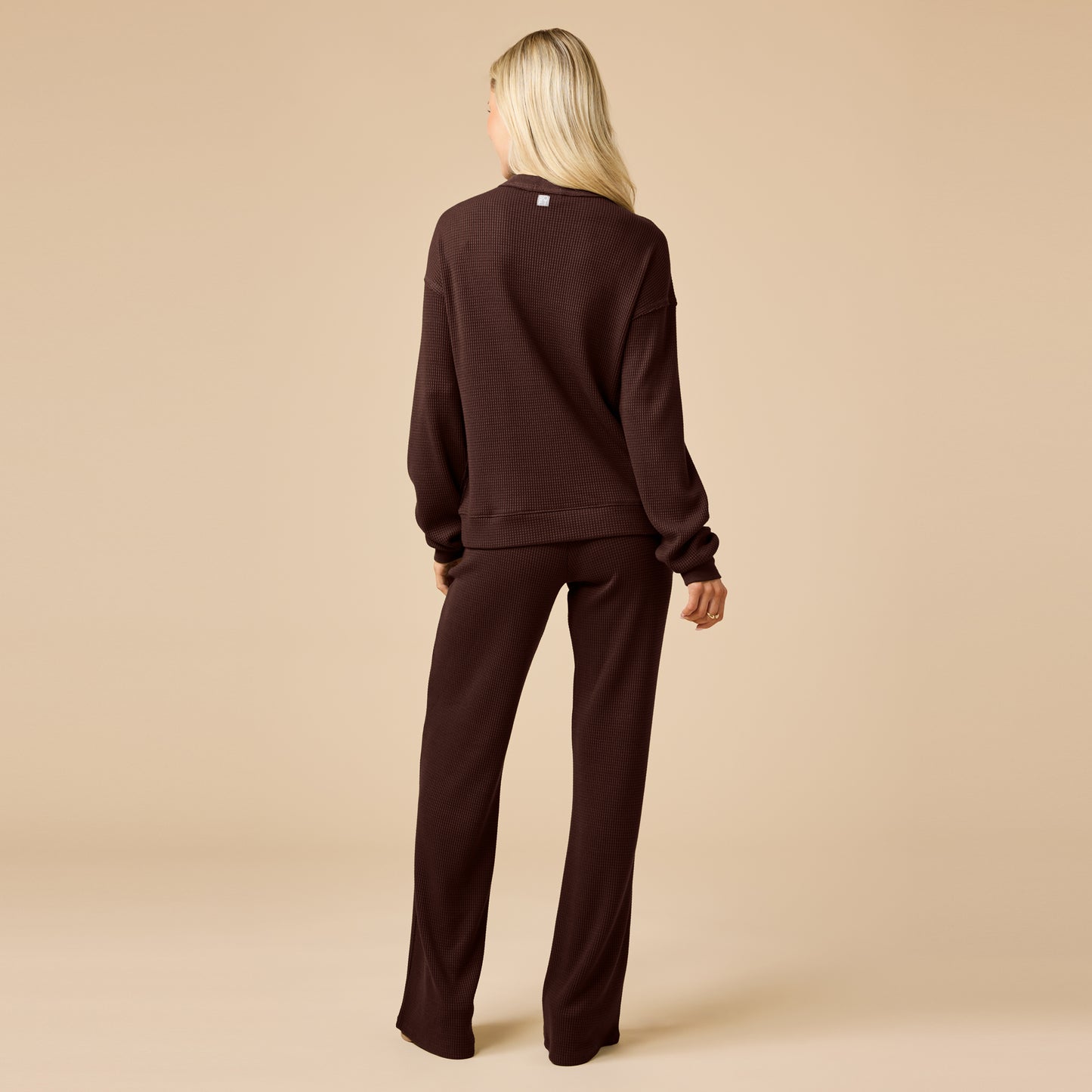 AirThermal Knit V-Neck with Raw Hem and Long Pant in Espresso