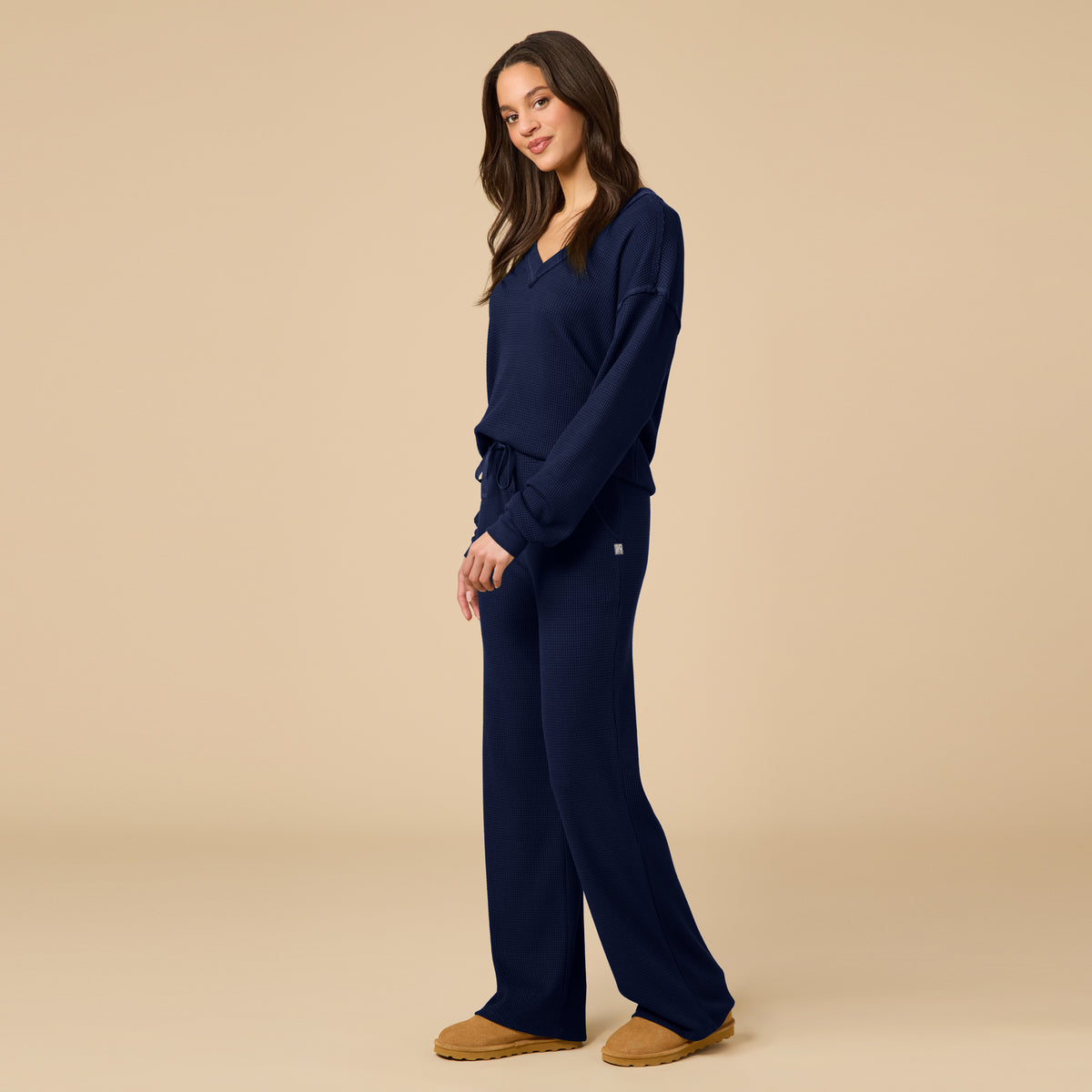 AirThermal Knit V-Neck with Raw Hem and Long Pant AirThermal Knit V-Neck with Raw Hem and Long Pant in Midnight
