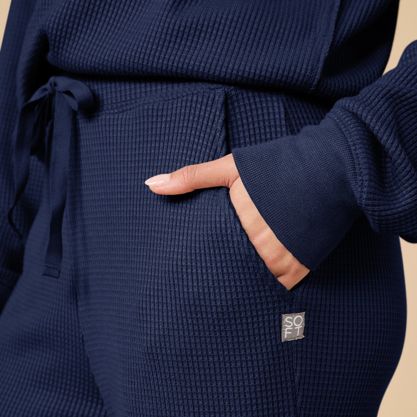 AirThermal Knit V-Neck with Raw Hem and Long Pant in Midnight