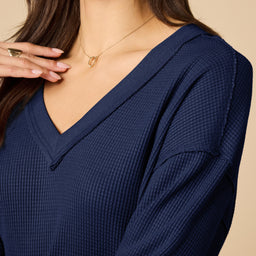 AirThermal Knit V-Neck with Raw Hem and Long Pant AirThermal Knit V-Neck with Raw Hem and Long Pant in Midnight