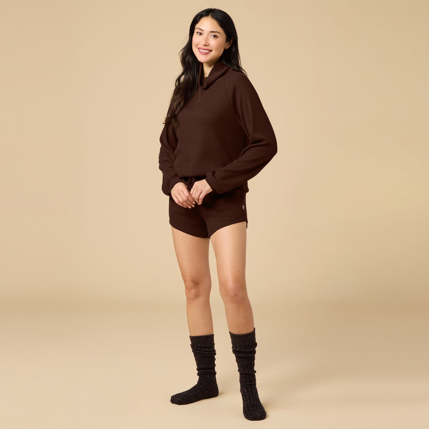 AirThermal Knit Mock Neck with Short in Espresso