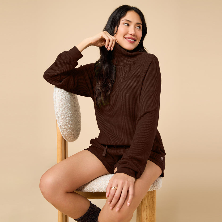 AirThermal Knit Mock Neck with Short in Espresso