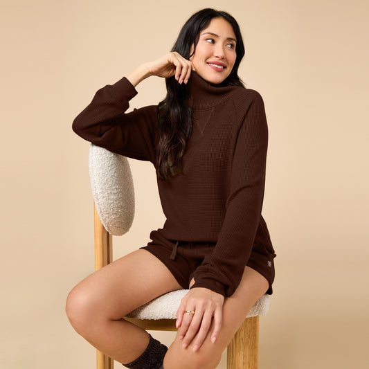 AirThermal Knit Mock Neck with Short in Espresso