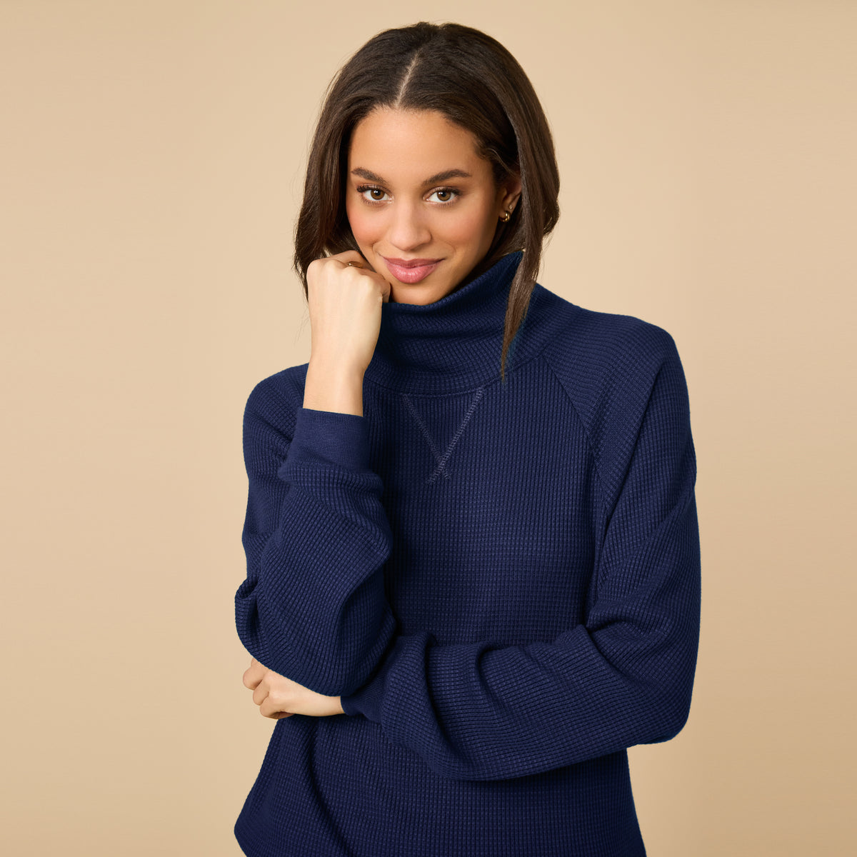 AirThermal Knit Mock Neck with Short AirThermal Knit Mock Neck with Short in Midnight