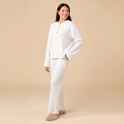 AirThermal Knit Henley Button Top with Crop Pant AirThermal Knit Henley Button Top with Pant in Almond