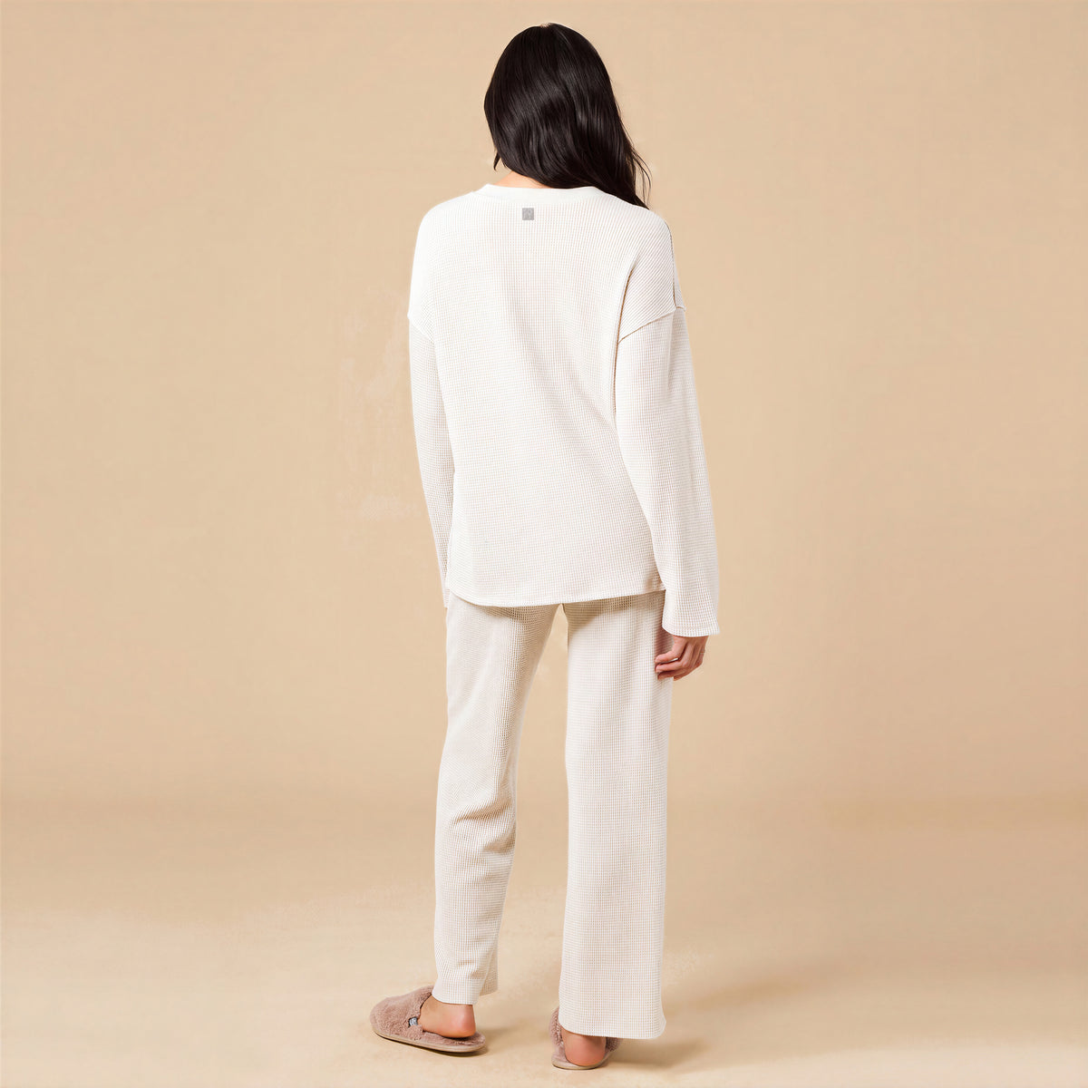 AirThermal Knit Henley Button Top with Crop Pant AirThermal Knit Henley Button Top with Pant in Almond