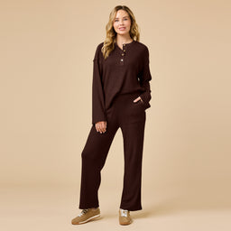 AirThermal Knit Henley Button Top with Crop Pant AirThermal Knit Henley Button Top with Pant in Espresso