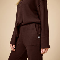 AirThermal Knit Henley Button Top with Crop Pant AirThermal Knit Henley Button Top with Pant in Espresso
