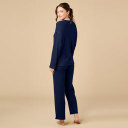 AirThermal Knit Henley Button Top with Crop Pant AirThermal Knit Henley Button Top with Pant in Midnight