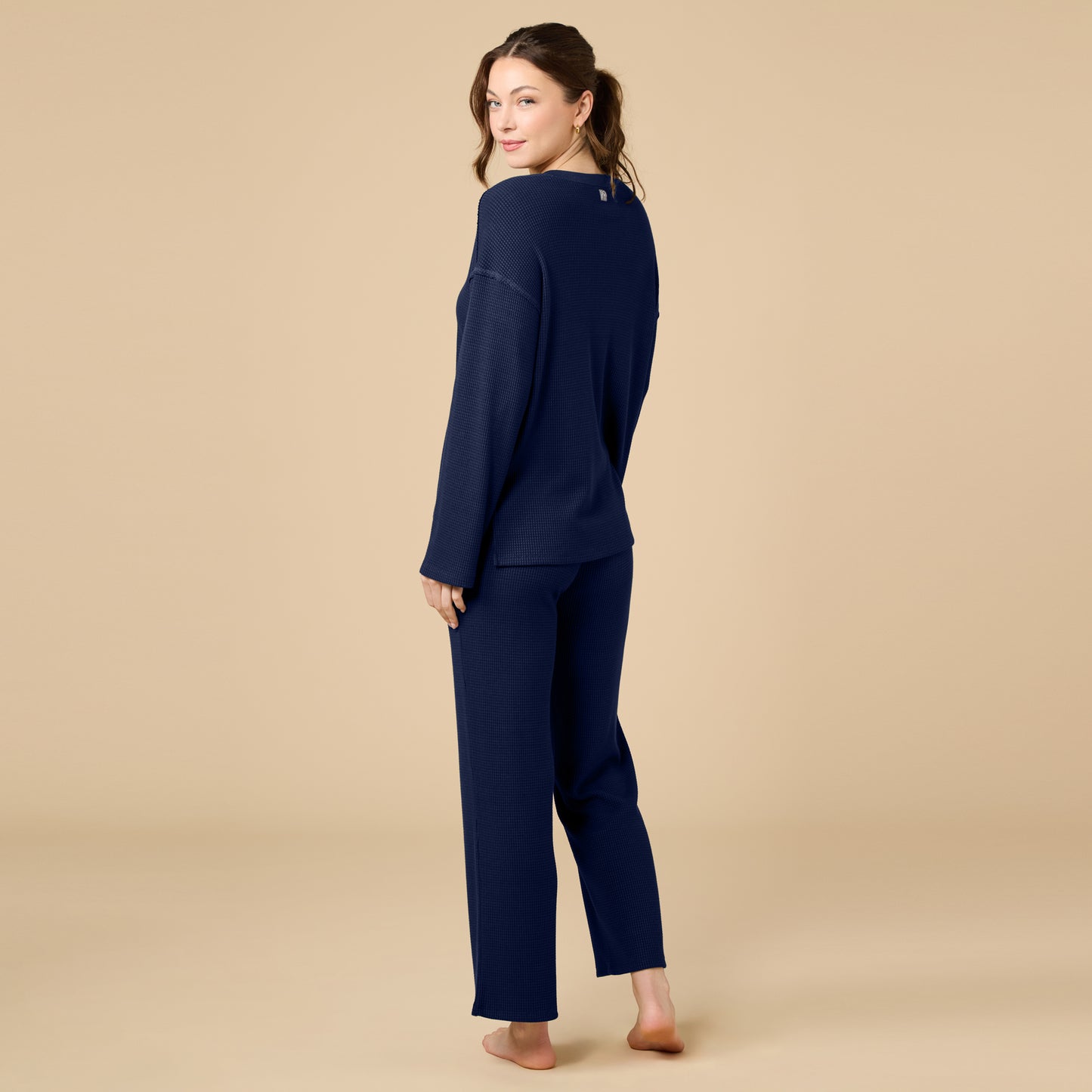 AirThermal Knit Henley Button Top with Pant in Midnight