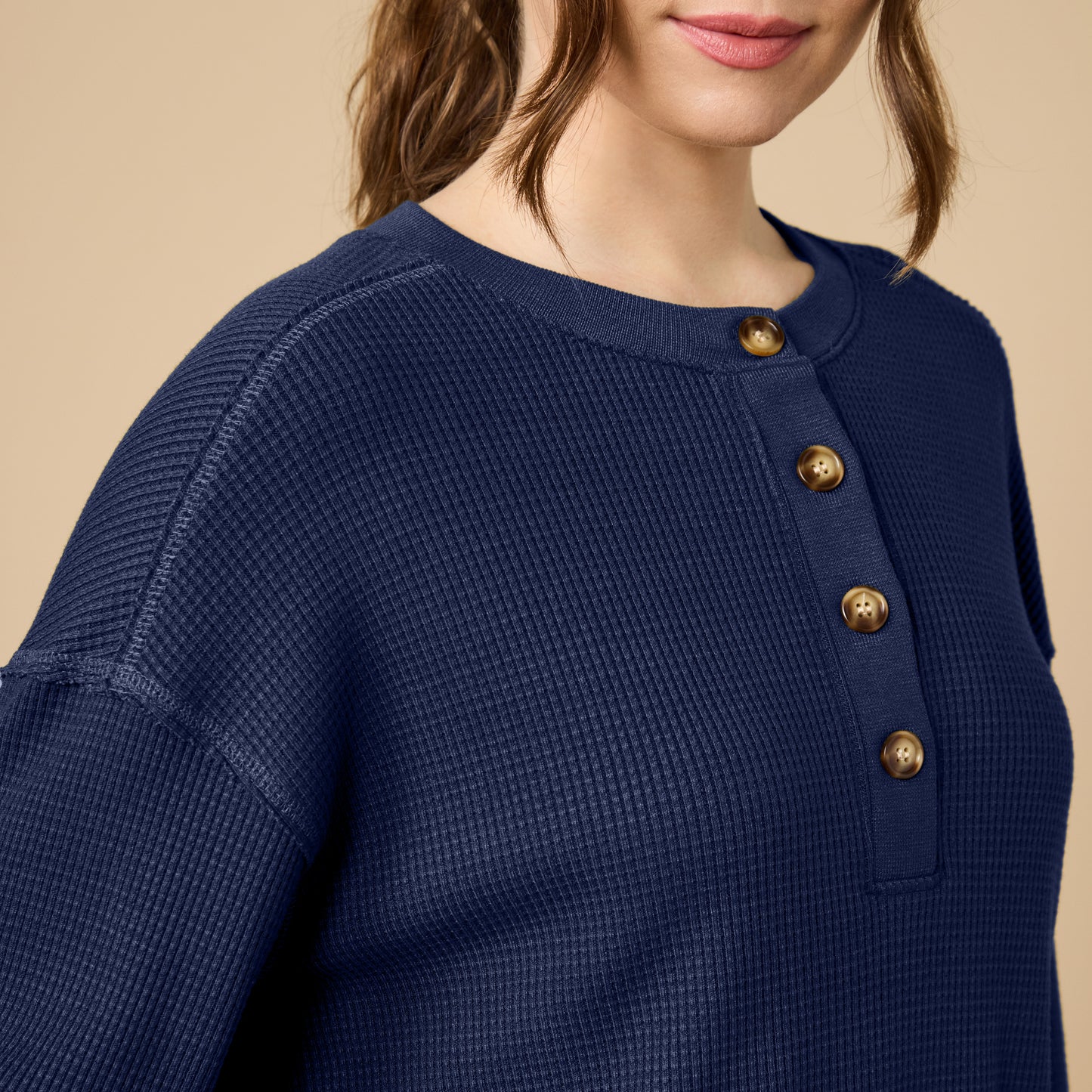 AirThermal Knit Henley Button Top with Pant in Midnight