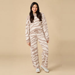 Zebra Marshmallow Crew Neck with Long Pant Zebra Marshmallow Crew Neck with Long Pant in Zebra Almond