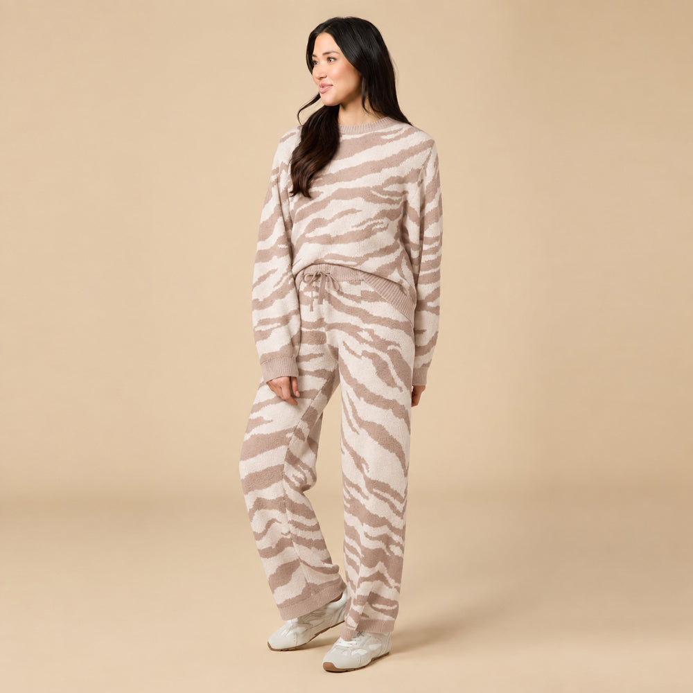 Zebra Marshmallow Crew Neck with Long Pant Zebra Marshmallow Crew Neck with Long Pant in Zebra Almond