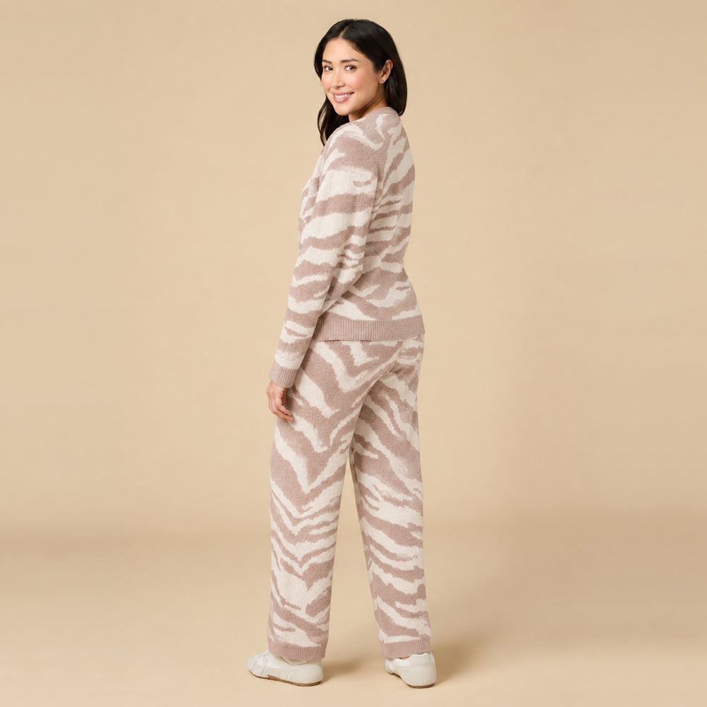 Zebra Marshmallow Crew Neck with Long Pant Zebra Marshmallow Crew Neck with Long Pant in Zebra Almond