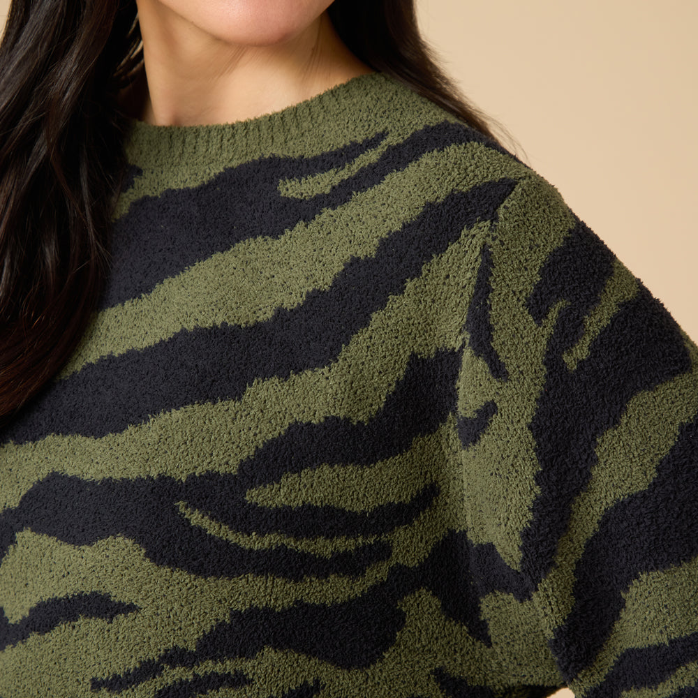 Zebra Marshmallow Crew Neck with Long Pant Zebra Marshmallow Crew Neck with Long Pant in Zebra Olive