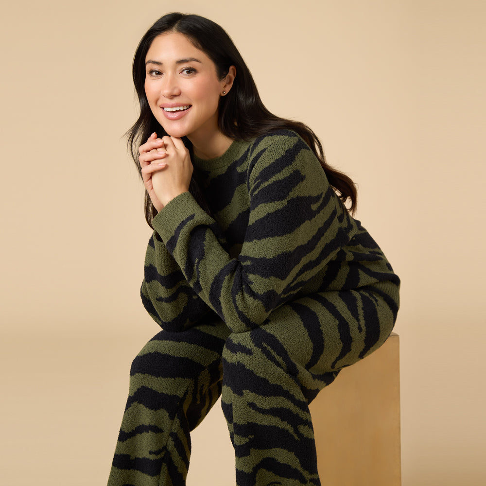 Zebra Marshmallow Crew Neck with Long Pant Zebra Marshmallow Crew Neck with Long Pant in Zebra Olive