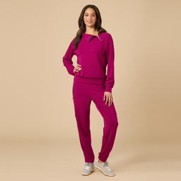 DreamTech Zip Mock Neck with Ankle Pant DreamTech Zip Mock Neck with Ankle Pant in Magenta