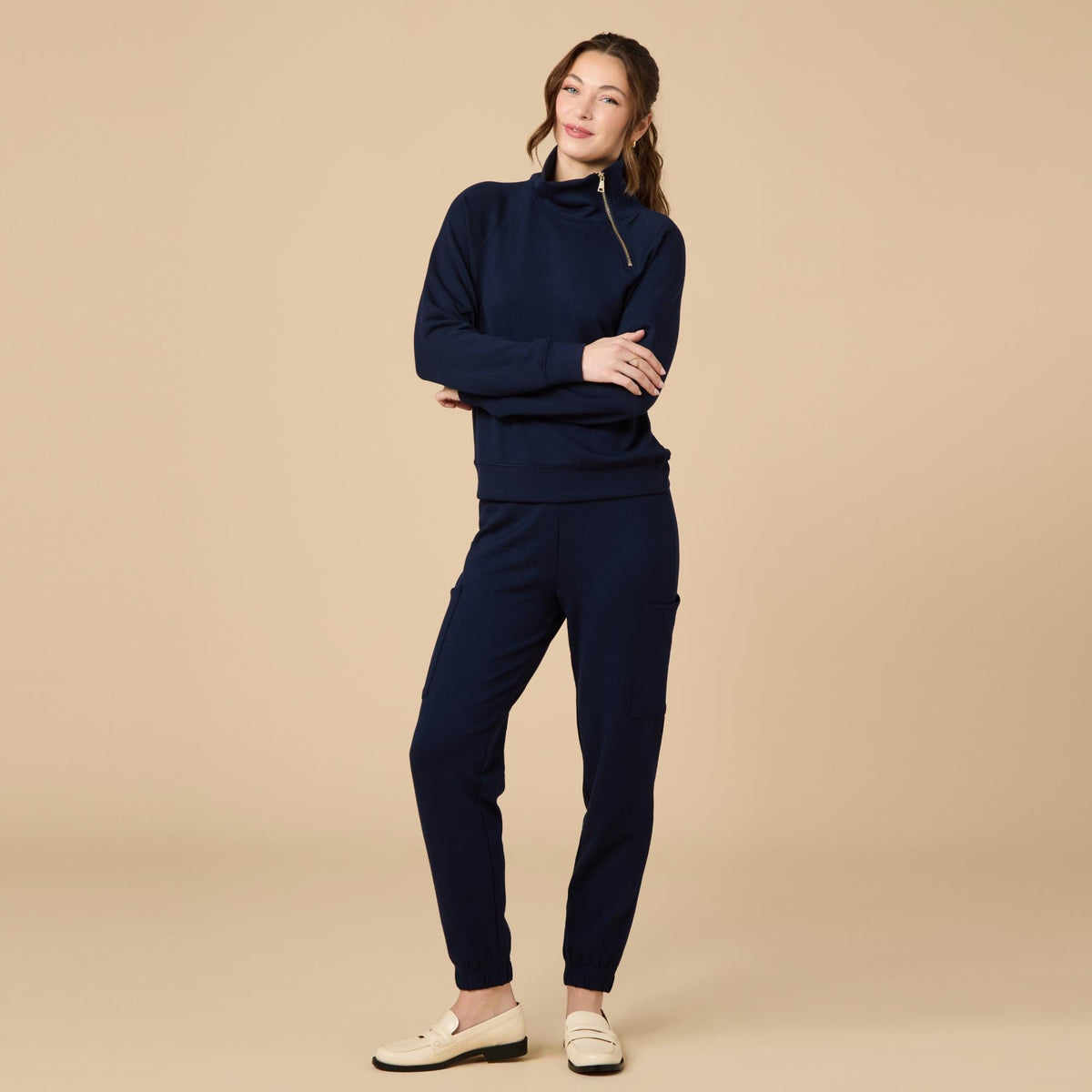 DreamTech Zip Mock Neck with Ankle Pant DreamTech Zip Mock Neck with Ankle Pant in Midnight