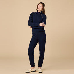 DreamTech Zip Mock Neck with Ankle Pant DreamTech Zip Mock Neck with Ankle Pant in Midnight
