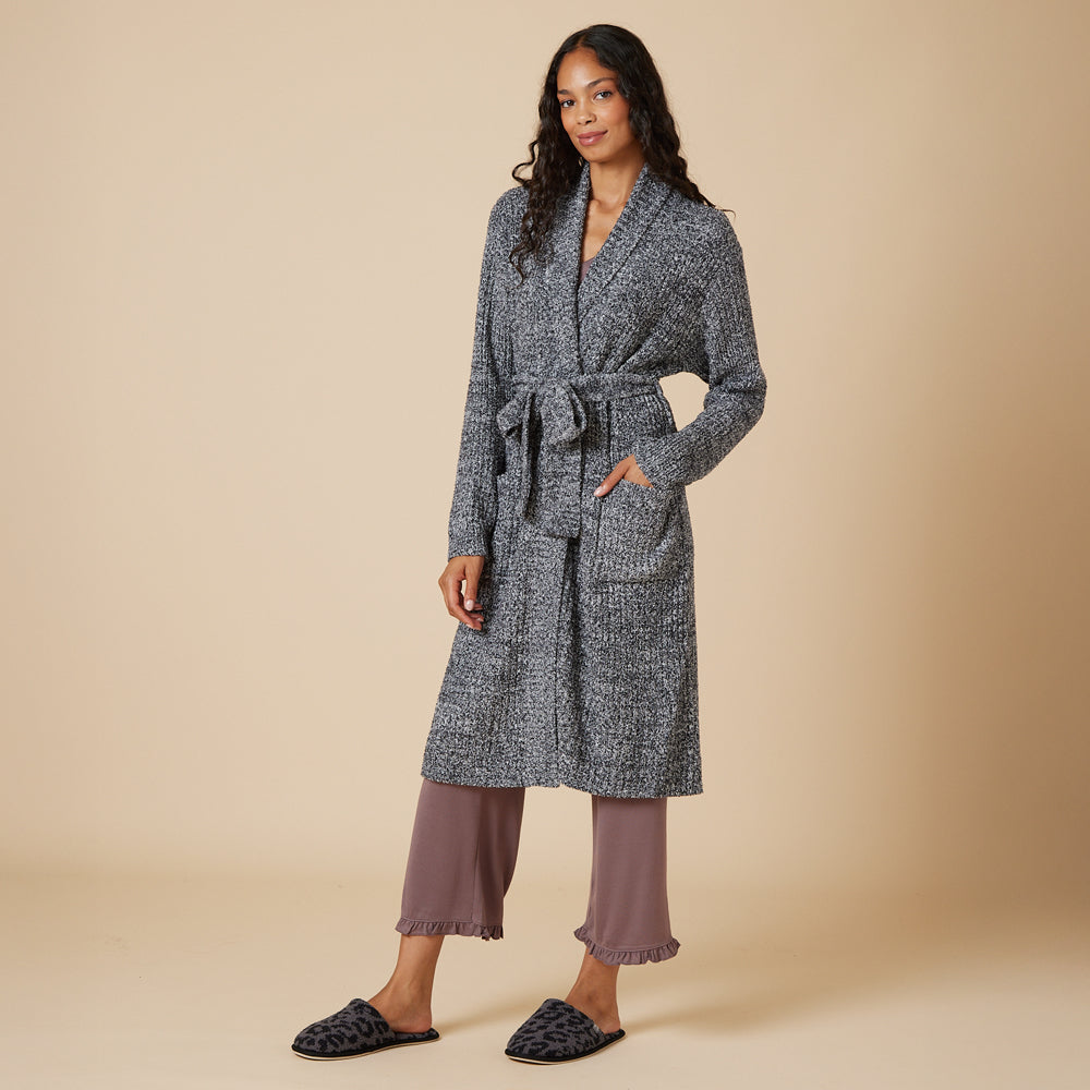 Marshmallow Wrap Robe Heather Black