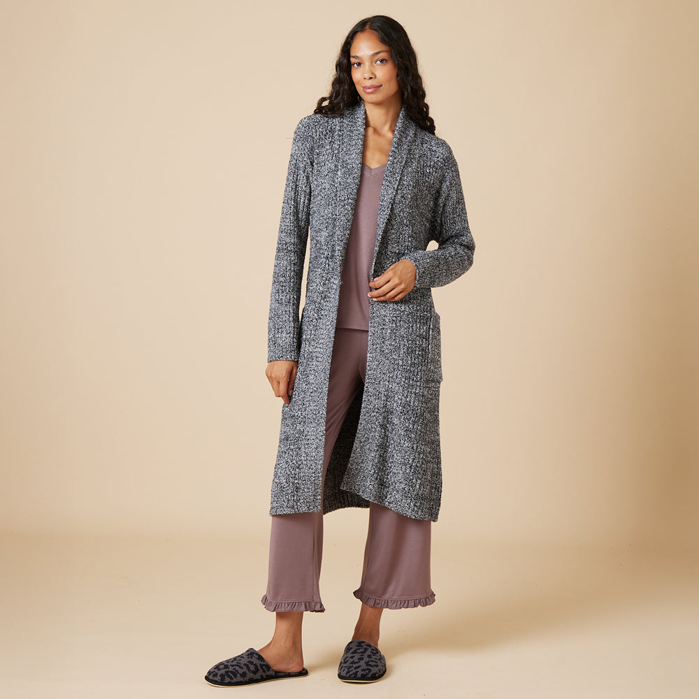 Marshmallow Wrap Robe Heather Black