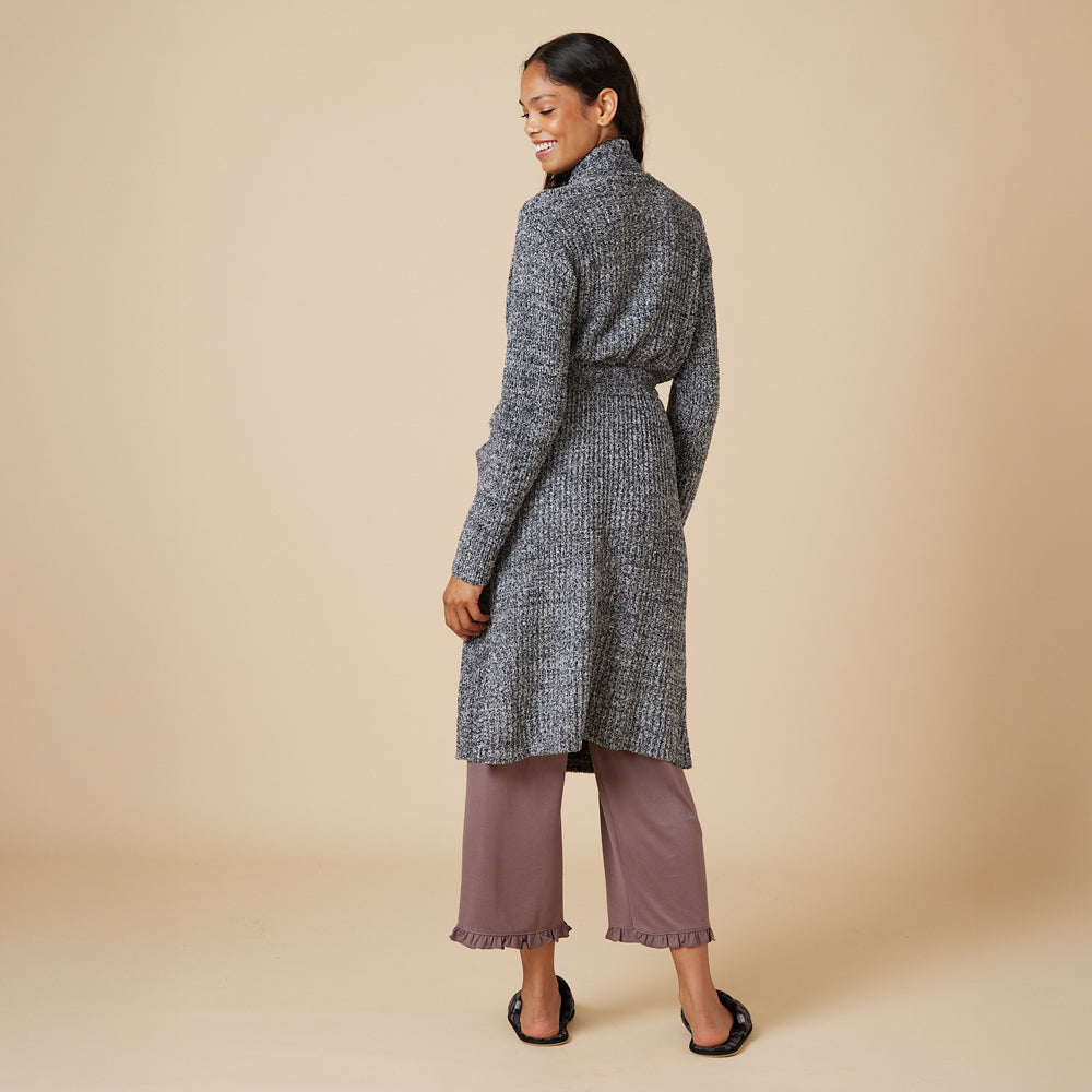 Marshmallow Wrap Robe Heather Black