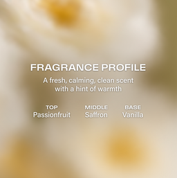 Softies x The Fill All Day Fresh™ Fabric & Room Spray Fragrance profile description with top, middle, and base notes on a blurred background