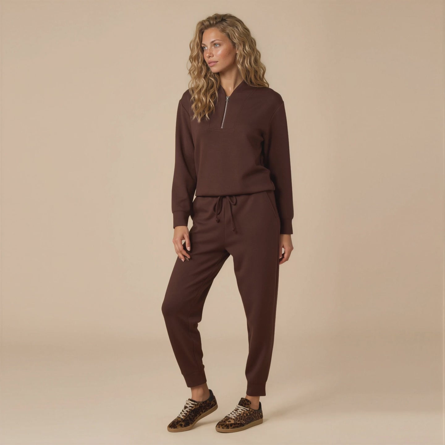 DreamTech ¼ Zip Jogger Set DreamTech ¼ Zip Jogger Set in Espresso [AI-generated]