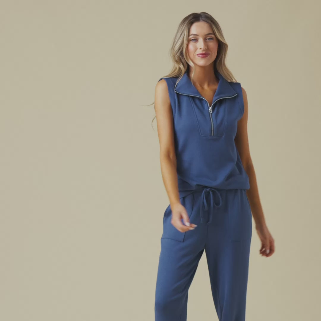 PureDream 1/4 Zip Jogger Set Indigo