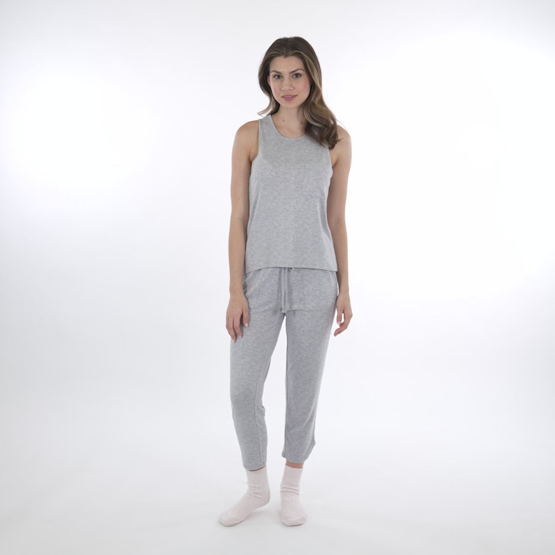 Dream Racerback Tank and Flood Pant Set Heather Grey