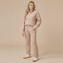 Cable Knit Marshmallow 1/2 Zip with Tapered Pant Cable Knit Marshmallow 1/2 Zip with Tapered Pant in Coco [AI-generated]