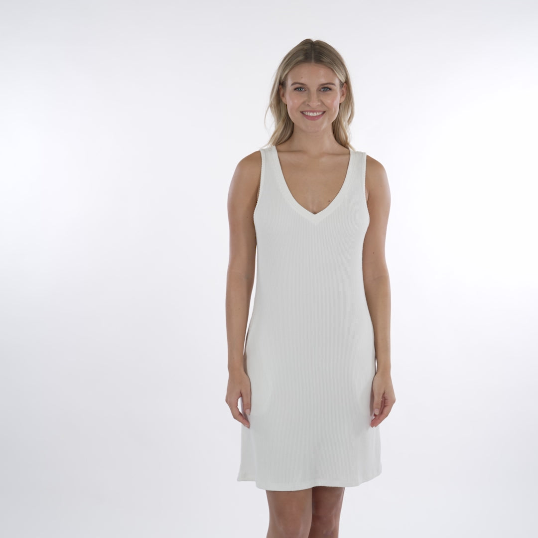 Rib Dream 34" Double V-Neck Lounge Dress Cloud