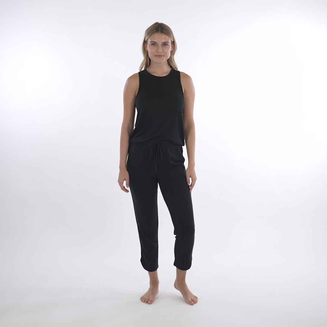 Dream Racerback Tank and Flood Pant Set Black