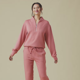 DreamTech ¼ Zip Jogger Set Copper Rose