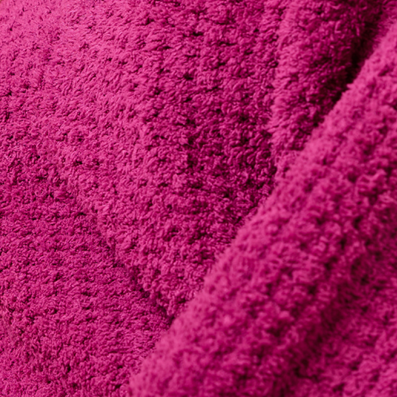 Waffle Knit Marshmallow V-Neck Lounge Set in Magenta