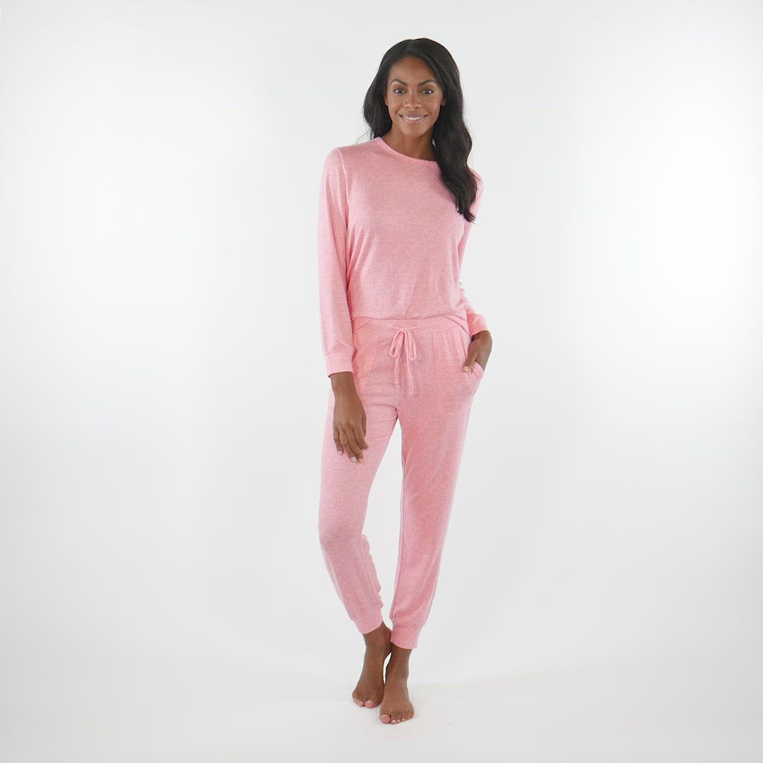 Dream Jersey Crew Neck Lounge Set Heather Strawberry