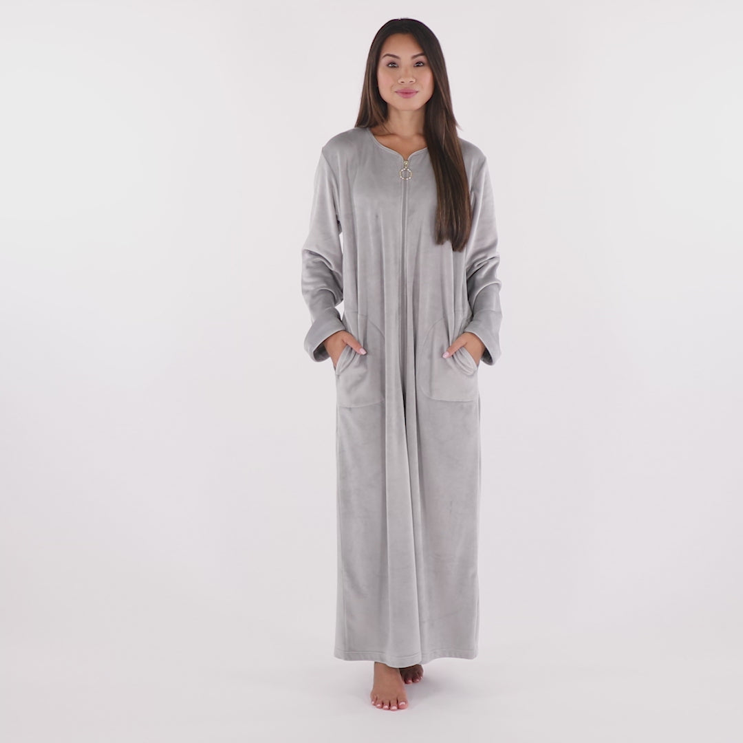 Serenity Shear Mink Zip Robe Grey