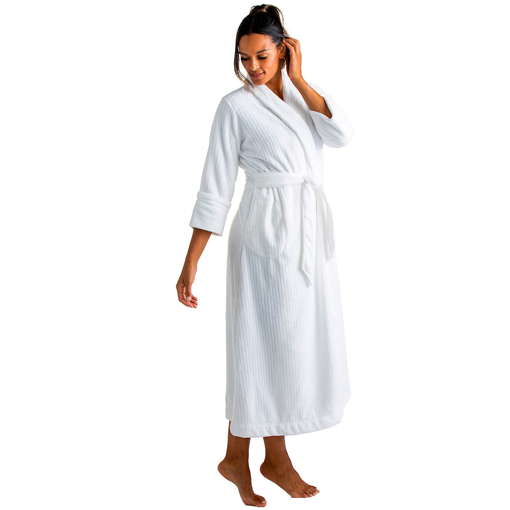 Drop Needle Cloud Fleece Robe White