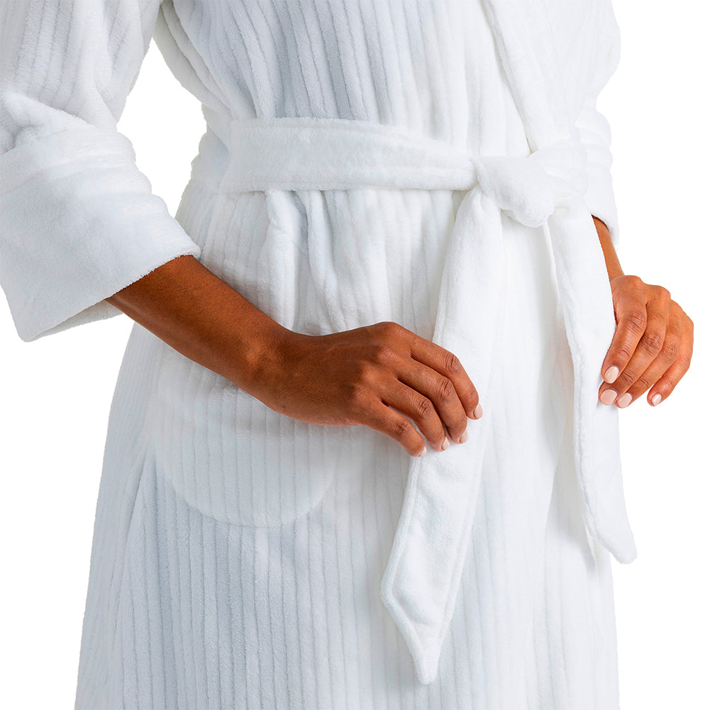 Drop Needle Cloud Fleece Robe White