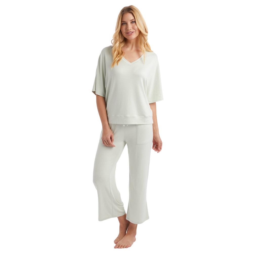 Dream Relaxed V-neck with Capri Lounge Set Sage