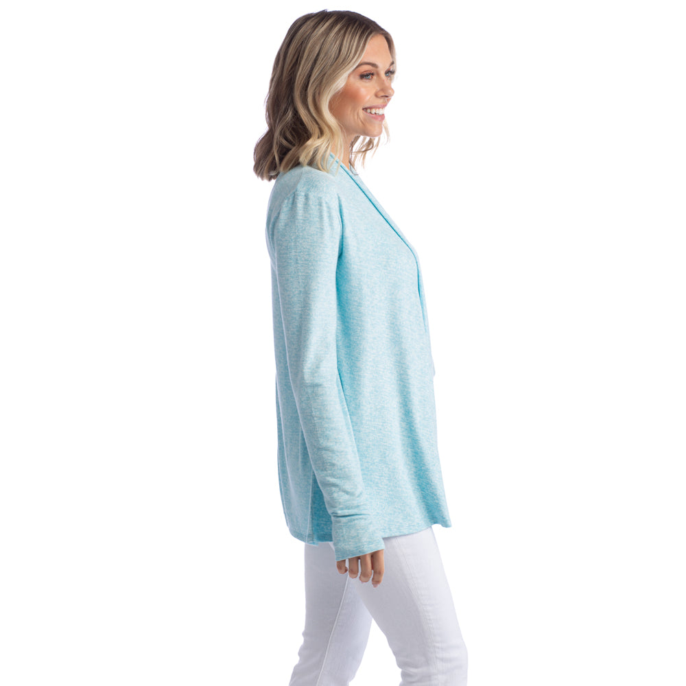 27" Cascade Dream Cardigan Heather Glacier Blue