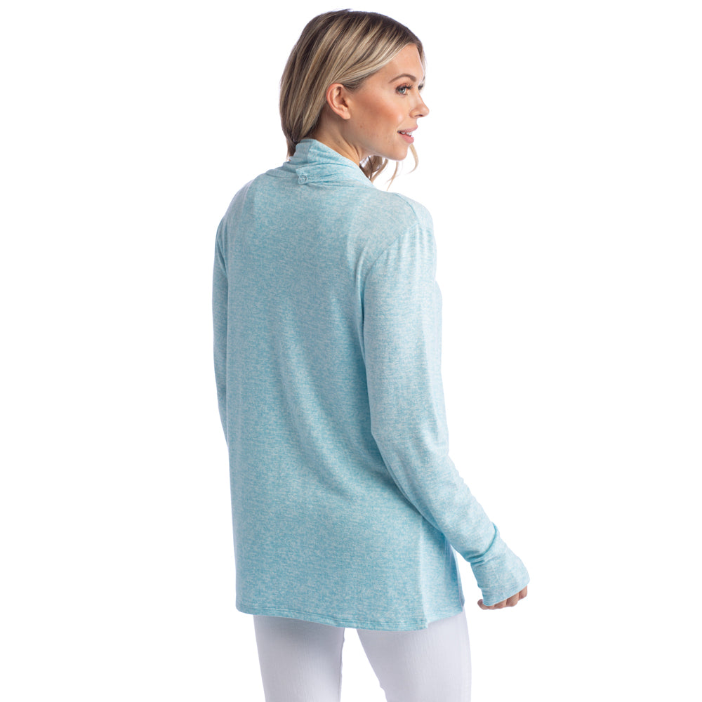 27" Cascade Dream Cardigan Heather Glacier Blue