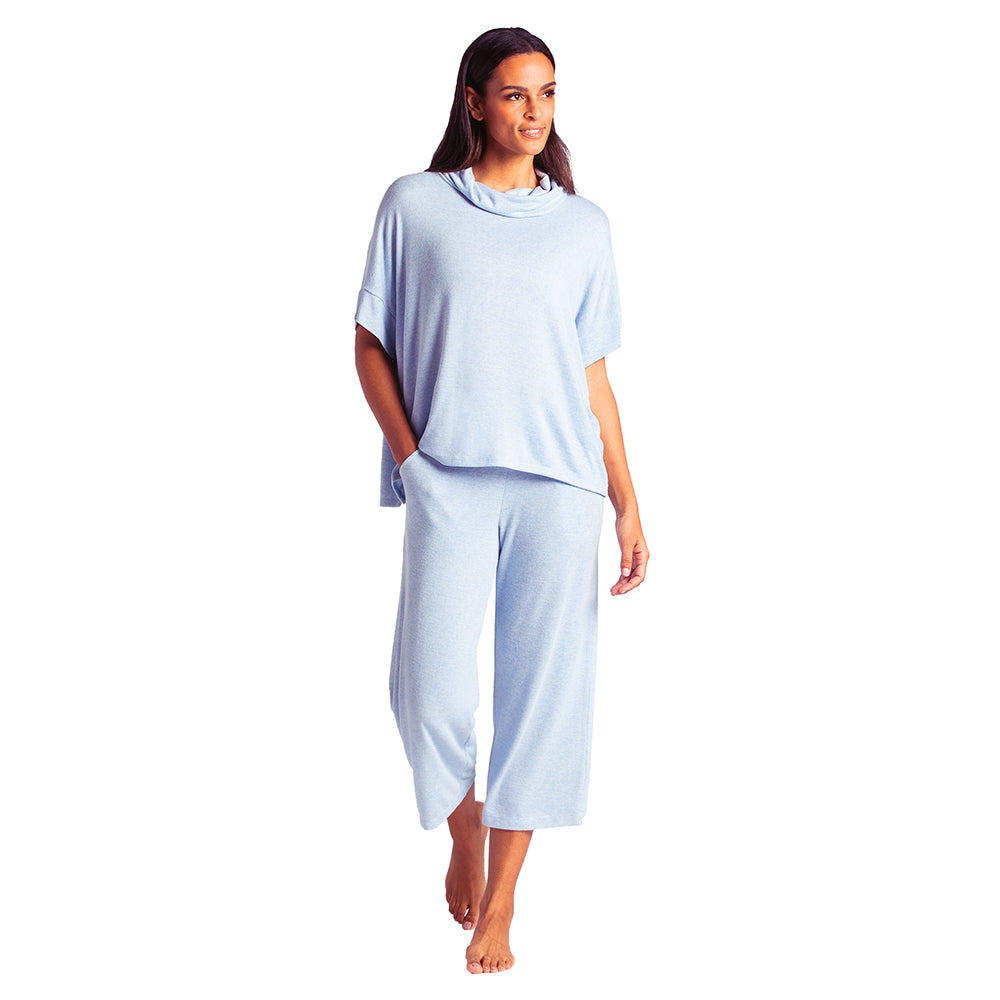 Dream Jersey Cowl Neck Lounge Set Sky Blue