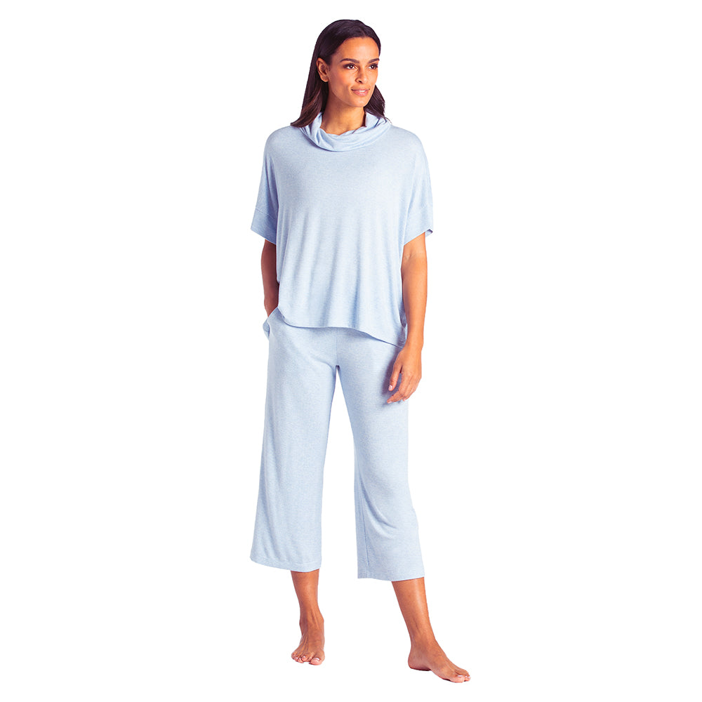 Dream Jersey Cowl Neck Lounge Set Sky Blue