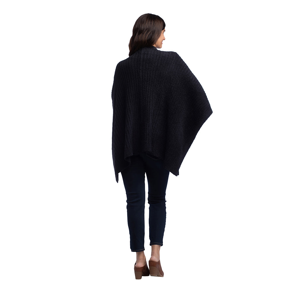 Solid Rib Marshmallow Shawl Black