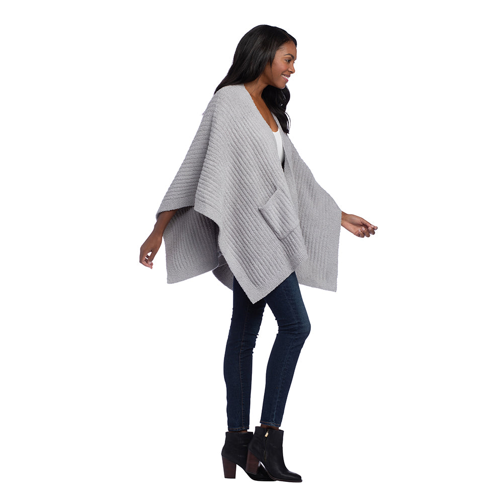 Solid Rib Marshmallow Shawl Grey