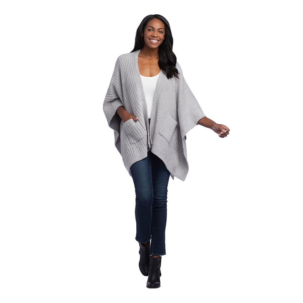 Solid Rib Marshmallow Shawl Grey