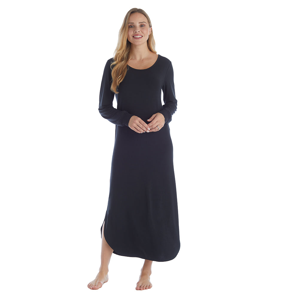 Jess - Long Sleeve Nightgown Black